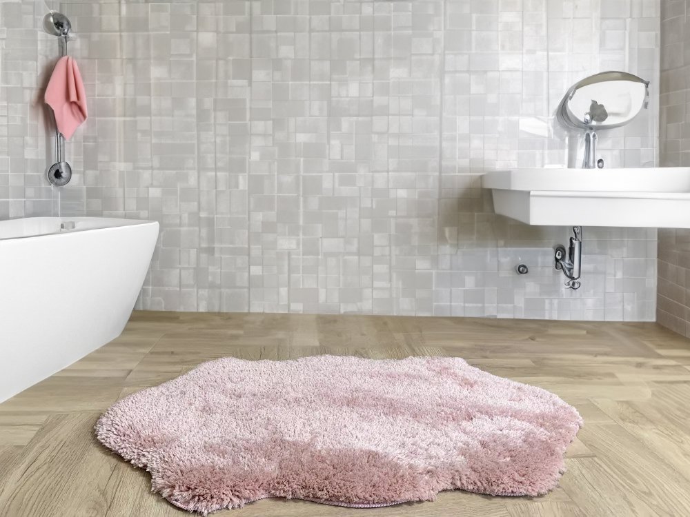 hosszúszőrű rózsaszín fürdőszoba szőnyeg